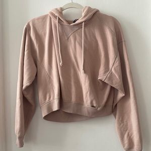 Pink Abercrombie & Fitch cropped hoodie, size XS